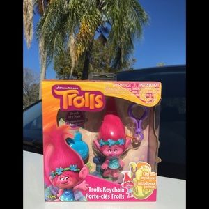 Trolls Hot Pink Hair Poppy Backpack Clip Keychain